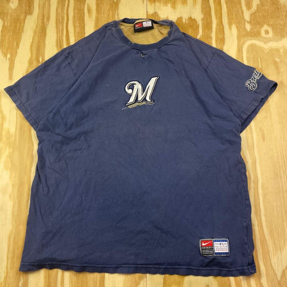 Vintage Y2K Milwaukee Brewers Center Swoosh Tee – Navy – Men’s XL